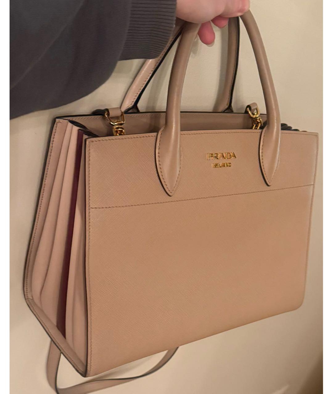 PRADA Бежевая кожаная сумка тоут, фото 2