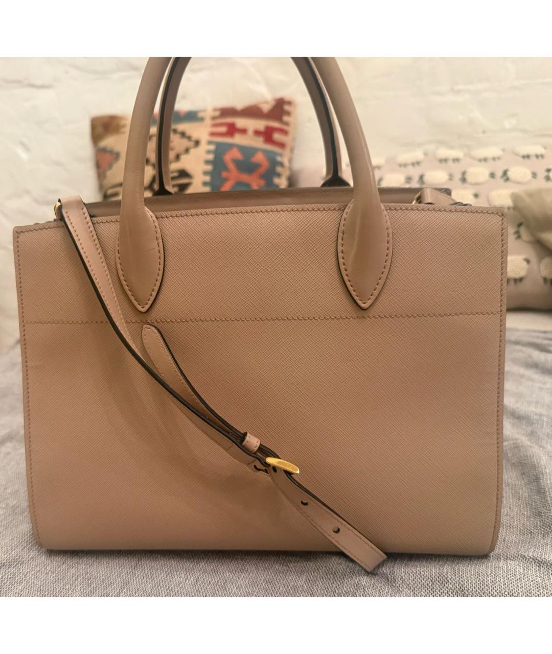 PRADA Бежевая кожаная сумка тоут, фото 3
