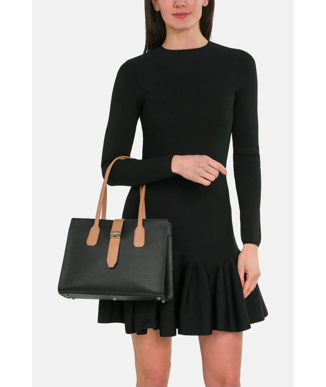 FURLA Черная кожаная сумка тоут, фото 3