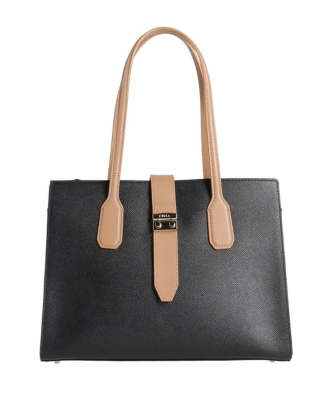 FURLA Черная кожаная сумка тоут, фото 1