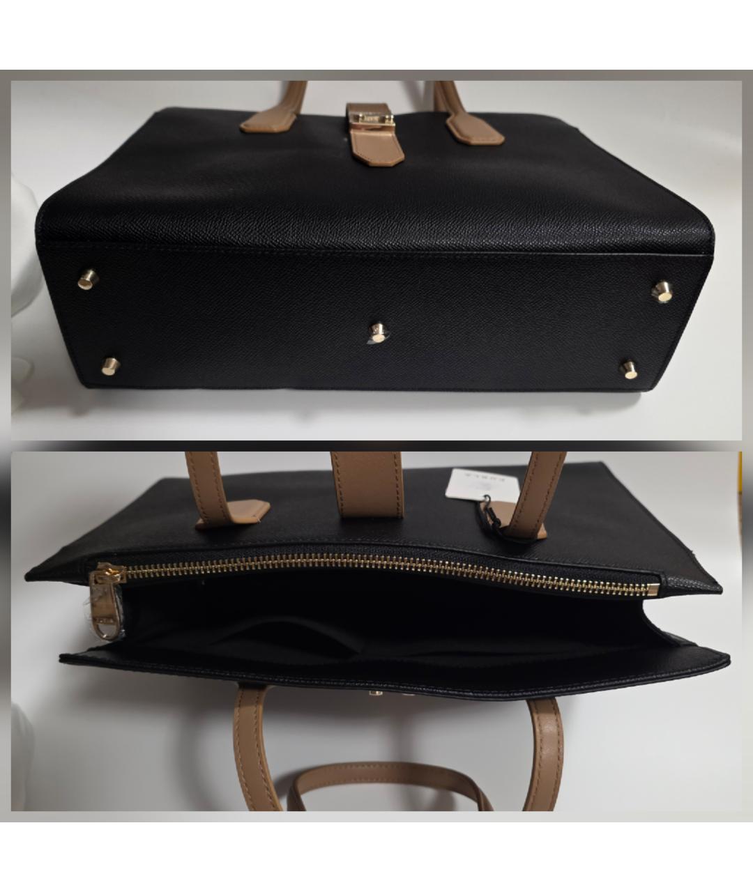FURLA Черная кожаная сумка тоут, фото 5