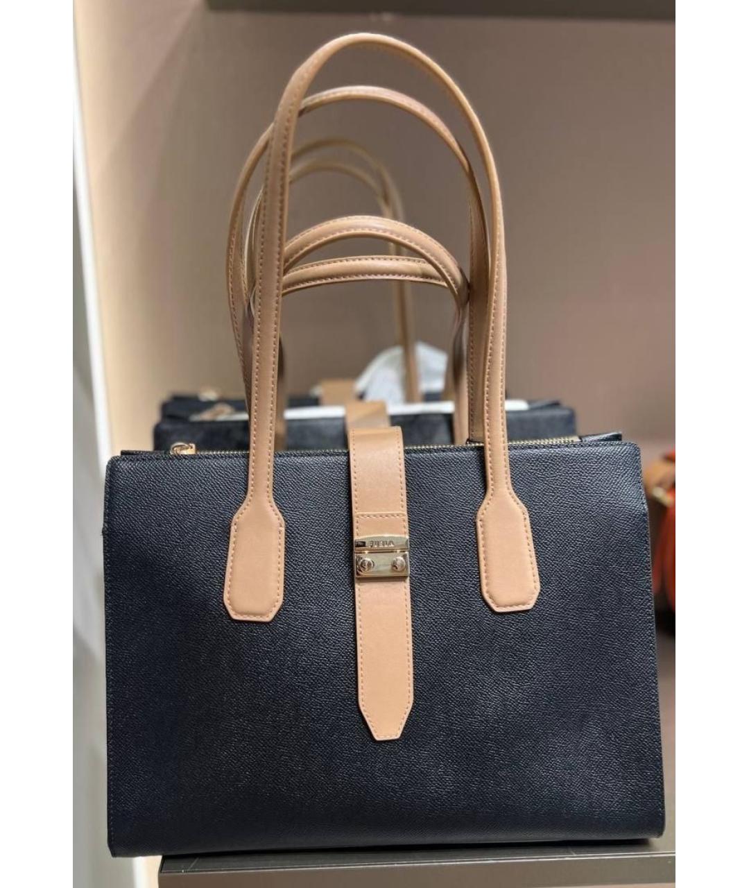 FURLA Черная кожаная сумка тоут, фото 8