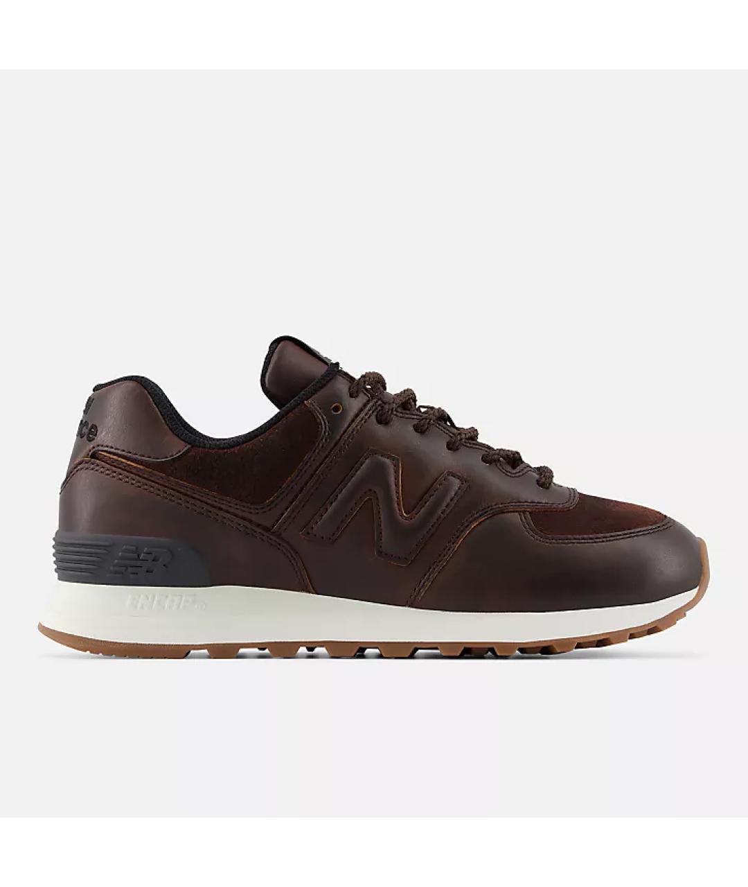 NEW BALANCE Коричневые кожаные кроссовки, фото 5