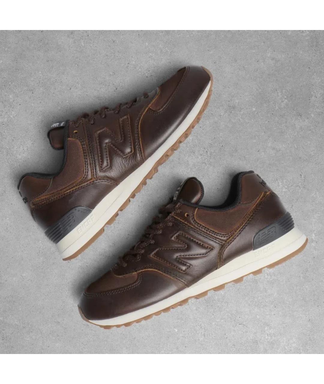 NEW BALANCE Коричневые кожаные кроссовки, фото 2