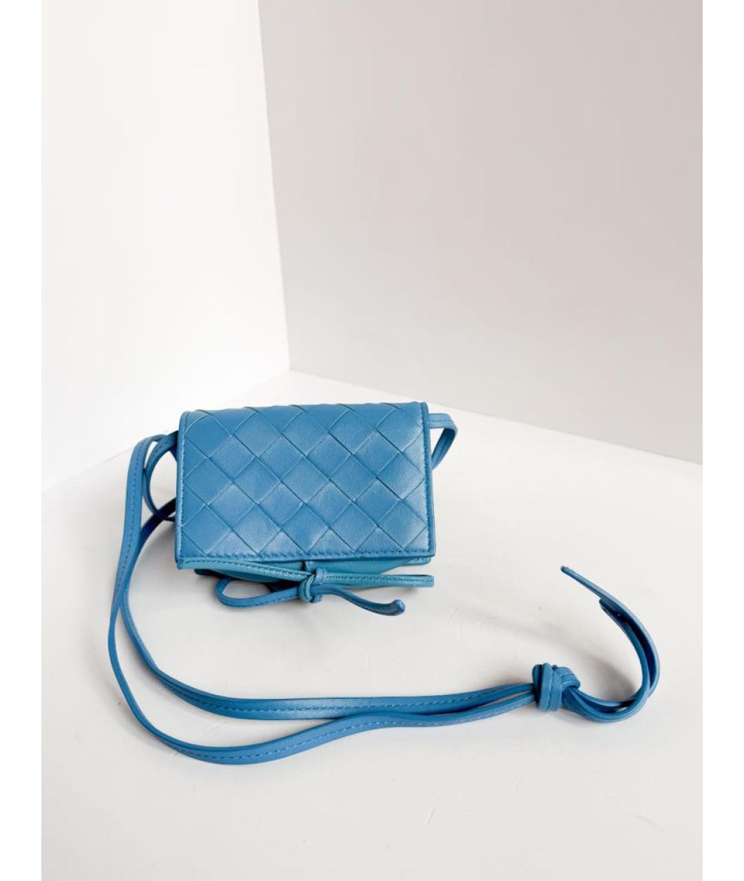 BOTTEGA VENETA Голубой кожаный кошелек, фото 4