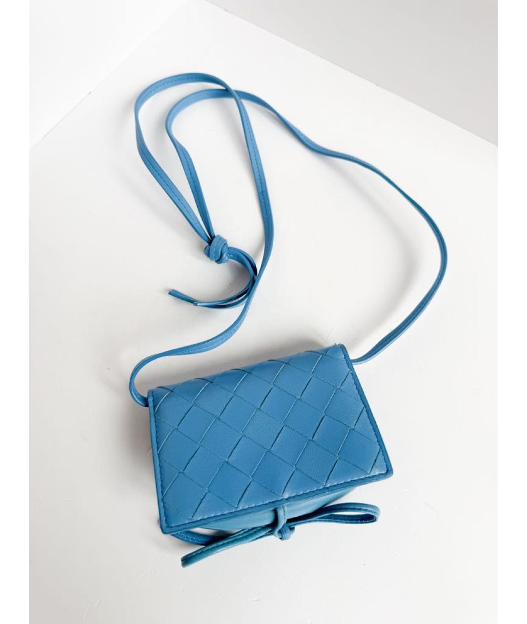 BOTTEGA VENETA Голубой кожаный кошелек, фото 7