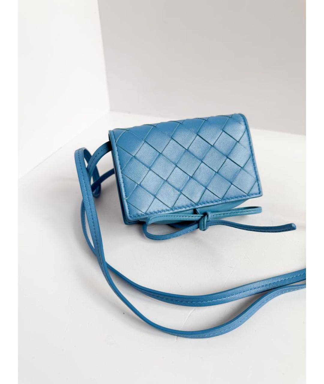 BOTTEGA VENETA Голубой кожаный кошелек, фото 3