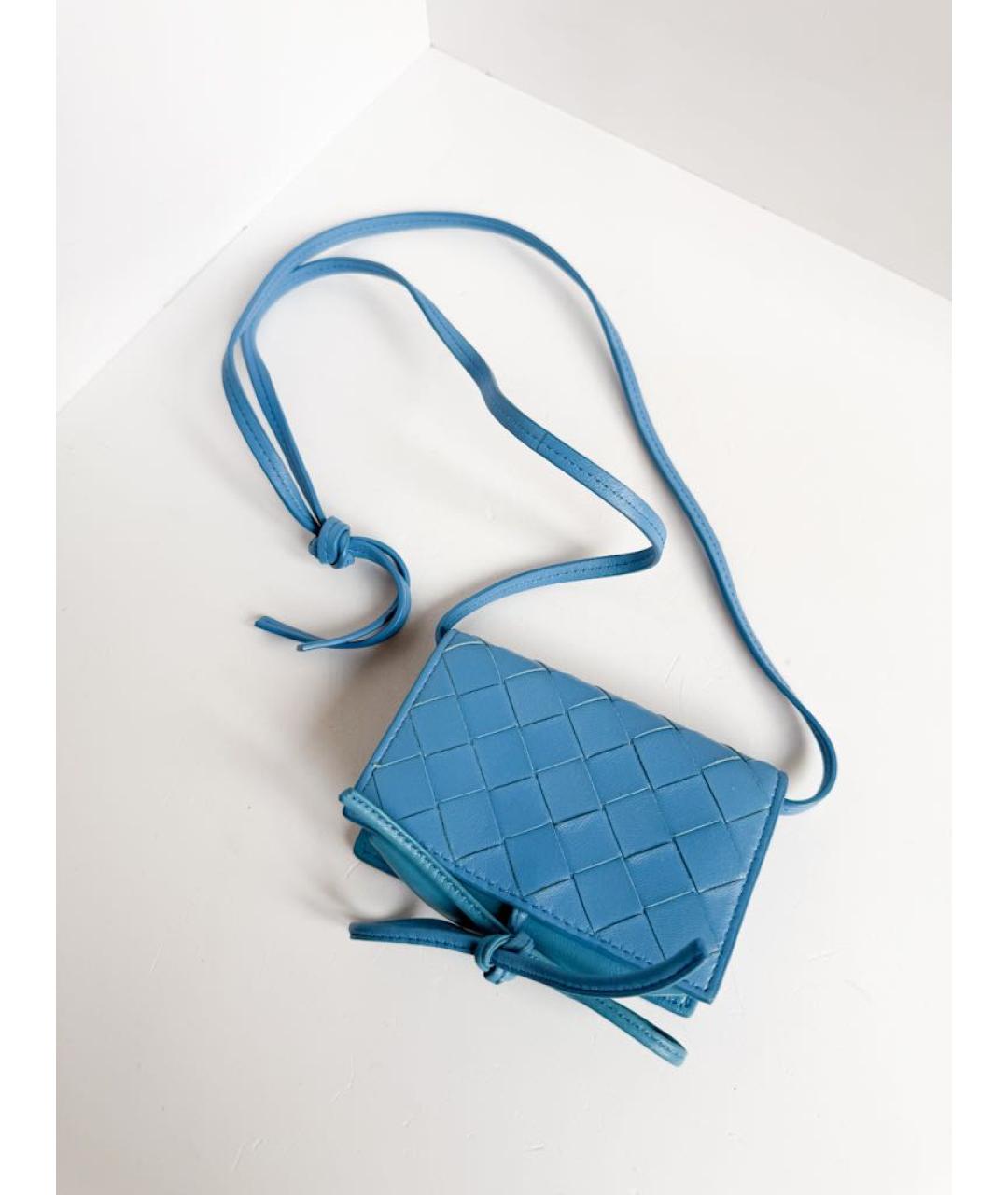 BOTTEGA VENETA Голубой кожаный кошелек, фото 8