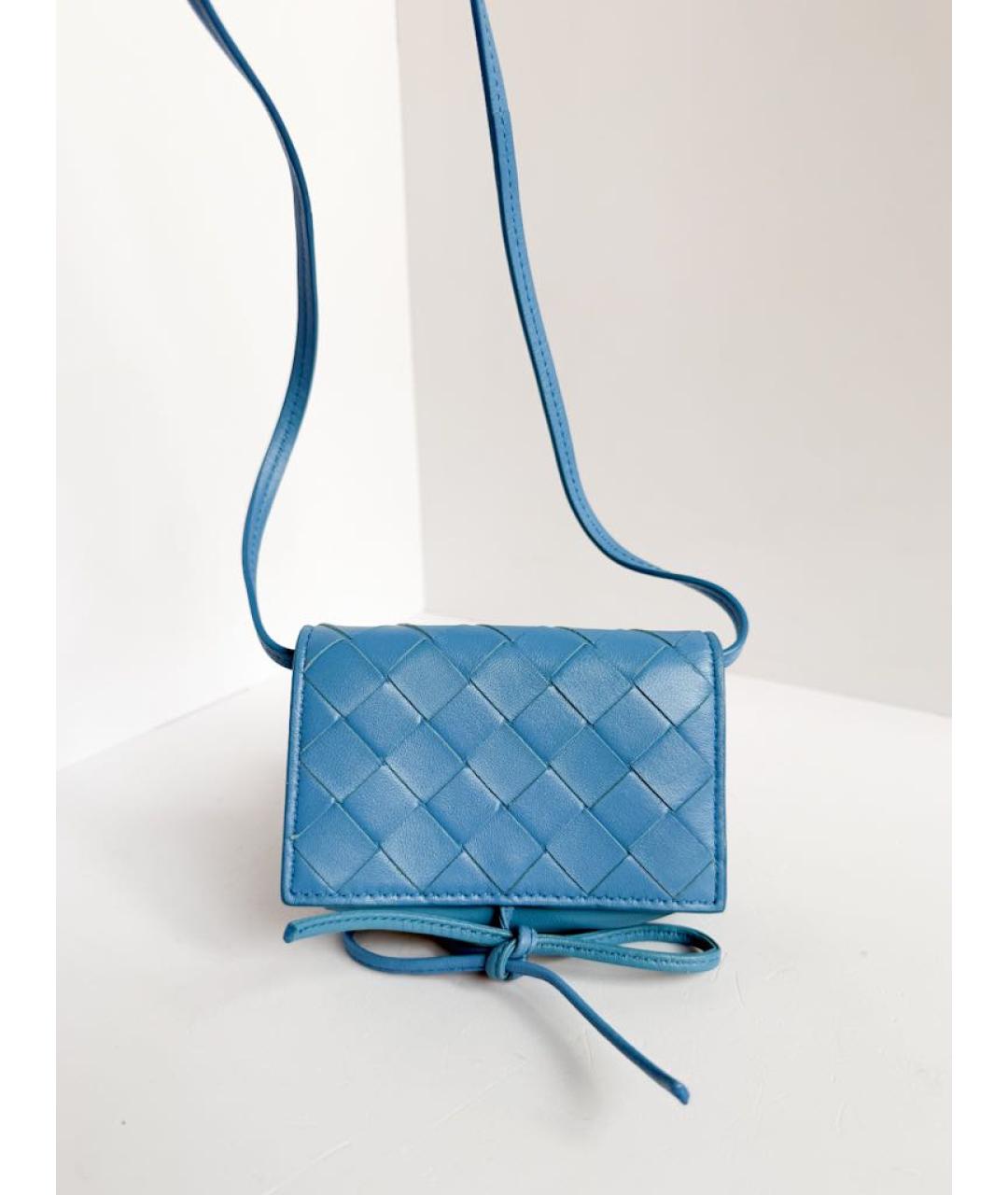 BOTTEGA VENETA Голубой кожаный кошелек, фото 2