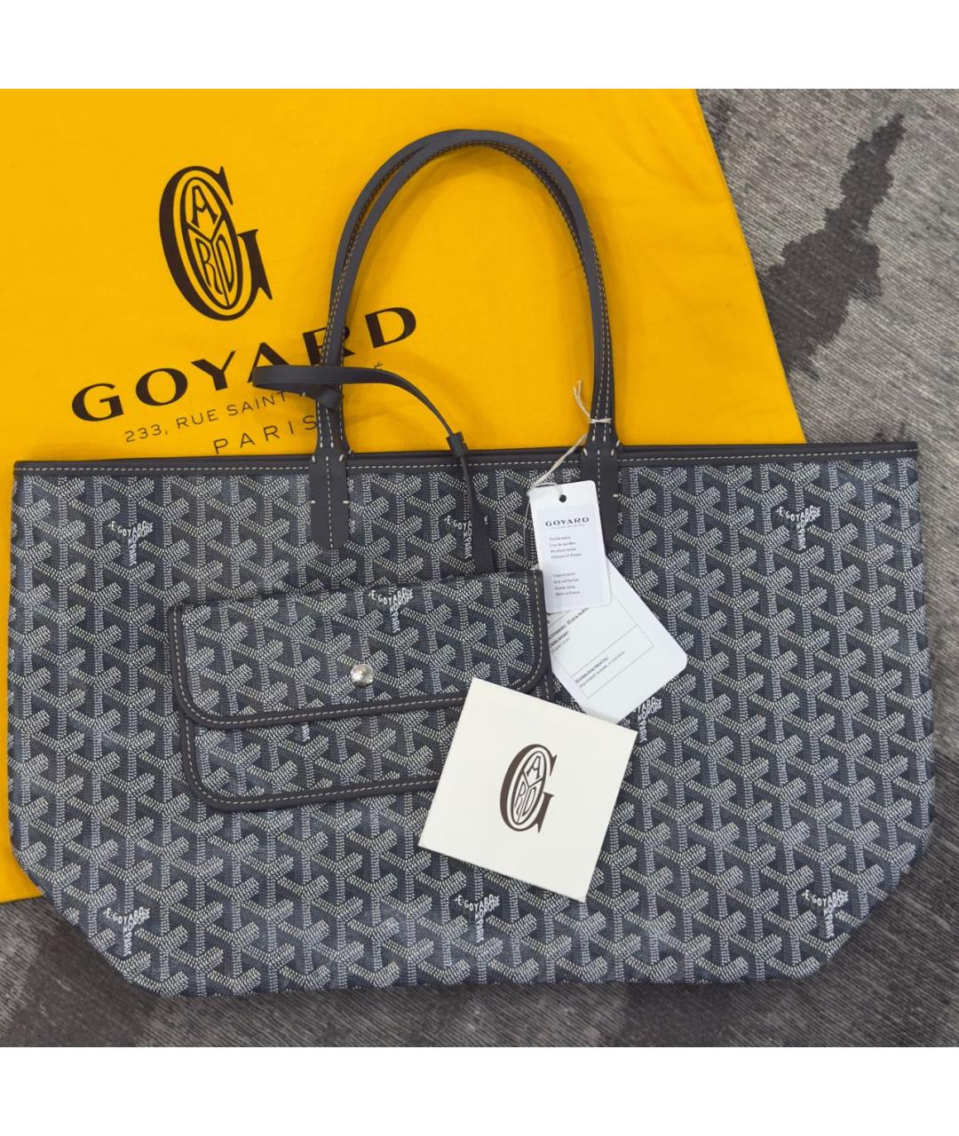GOYARD Серая сумка с короткими ручками из канвы, фото 2