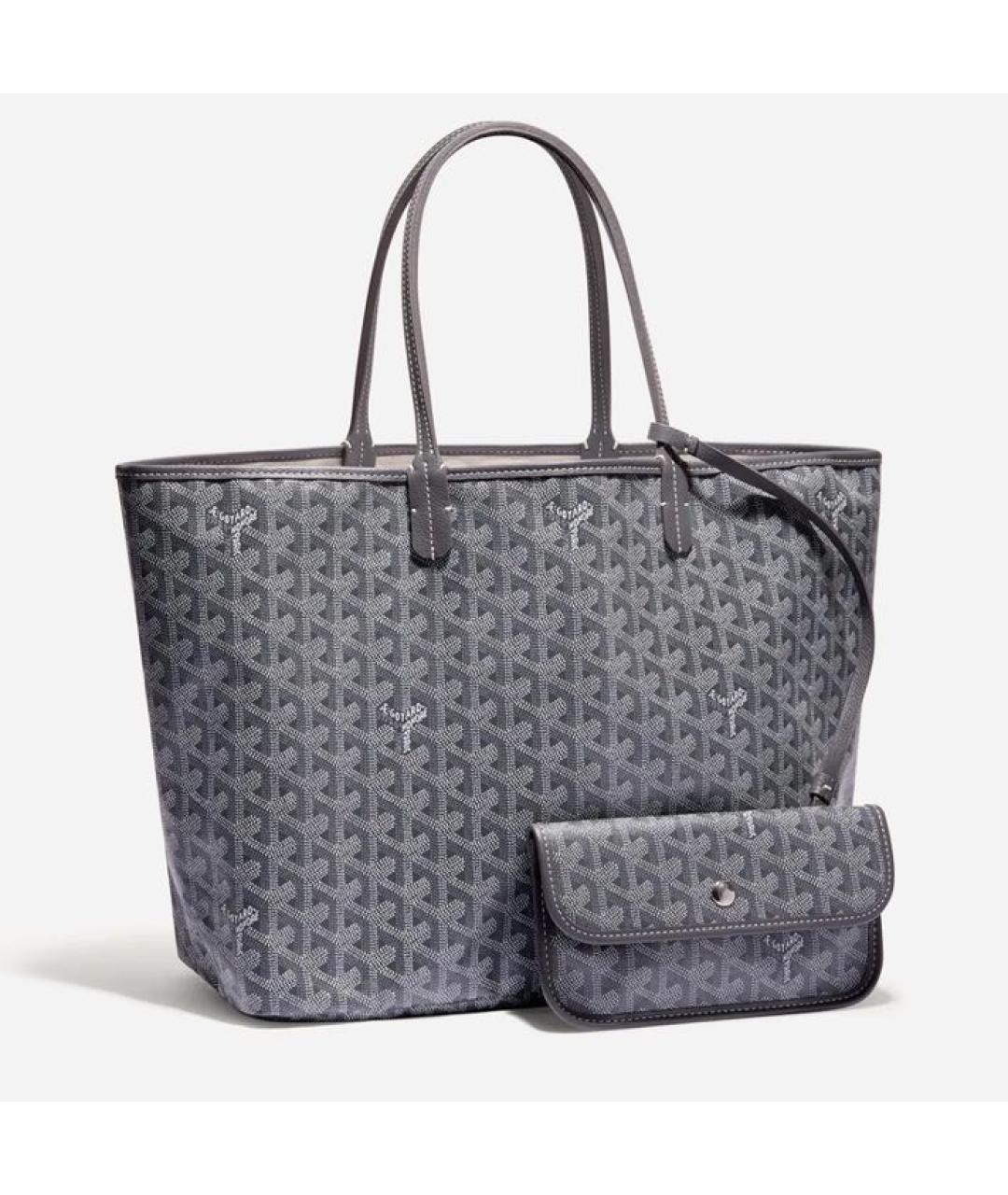 GOYARD Серая сумка с короткими ручками из канвы, фото 8
