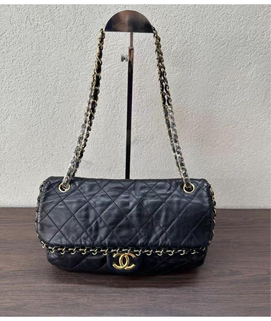 CHANEL Черная кожаная сумка через плечо, фото 8