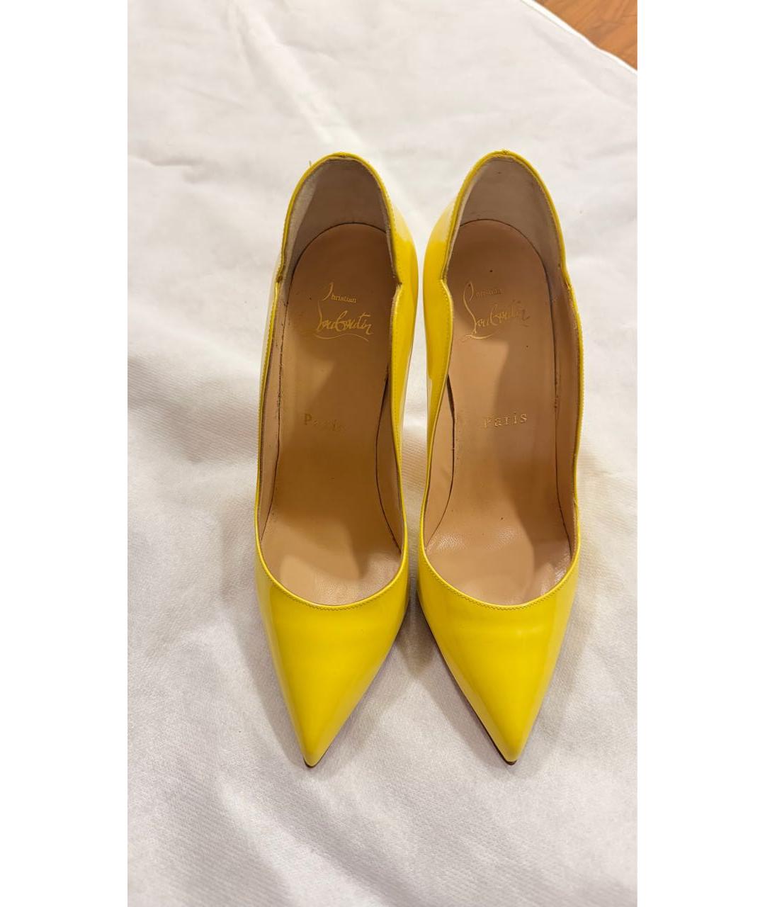 CHRISTIAN LOUBOUTIN Желтые кожаные туфли, фото 2