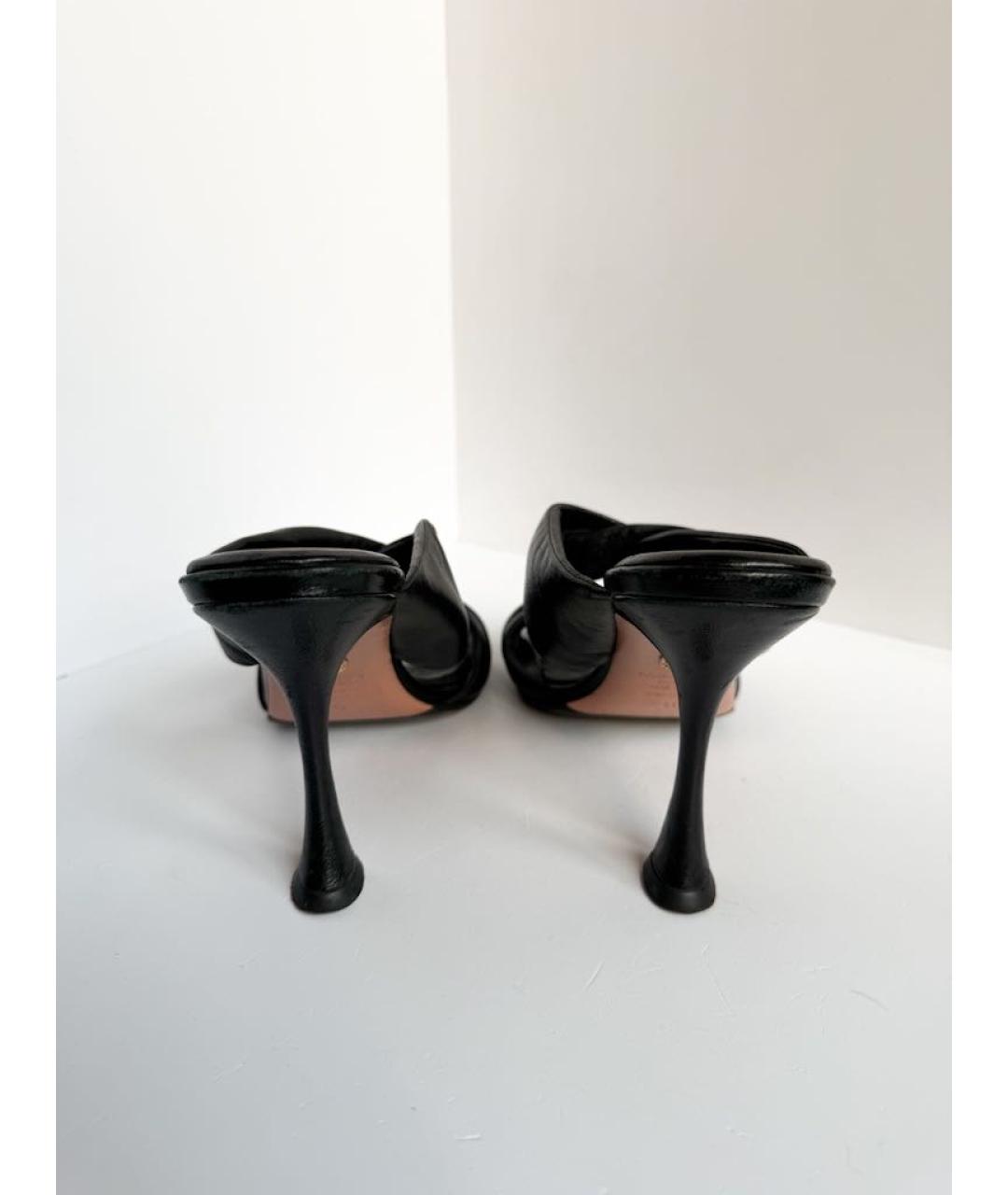 AQUAZZURA Черные кожаные мюли, фото 4