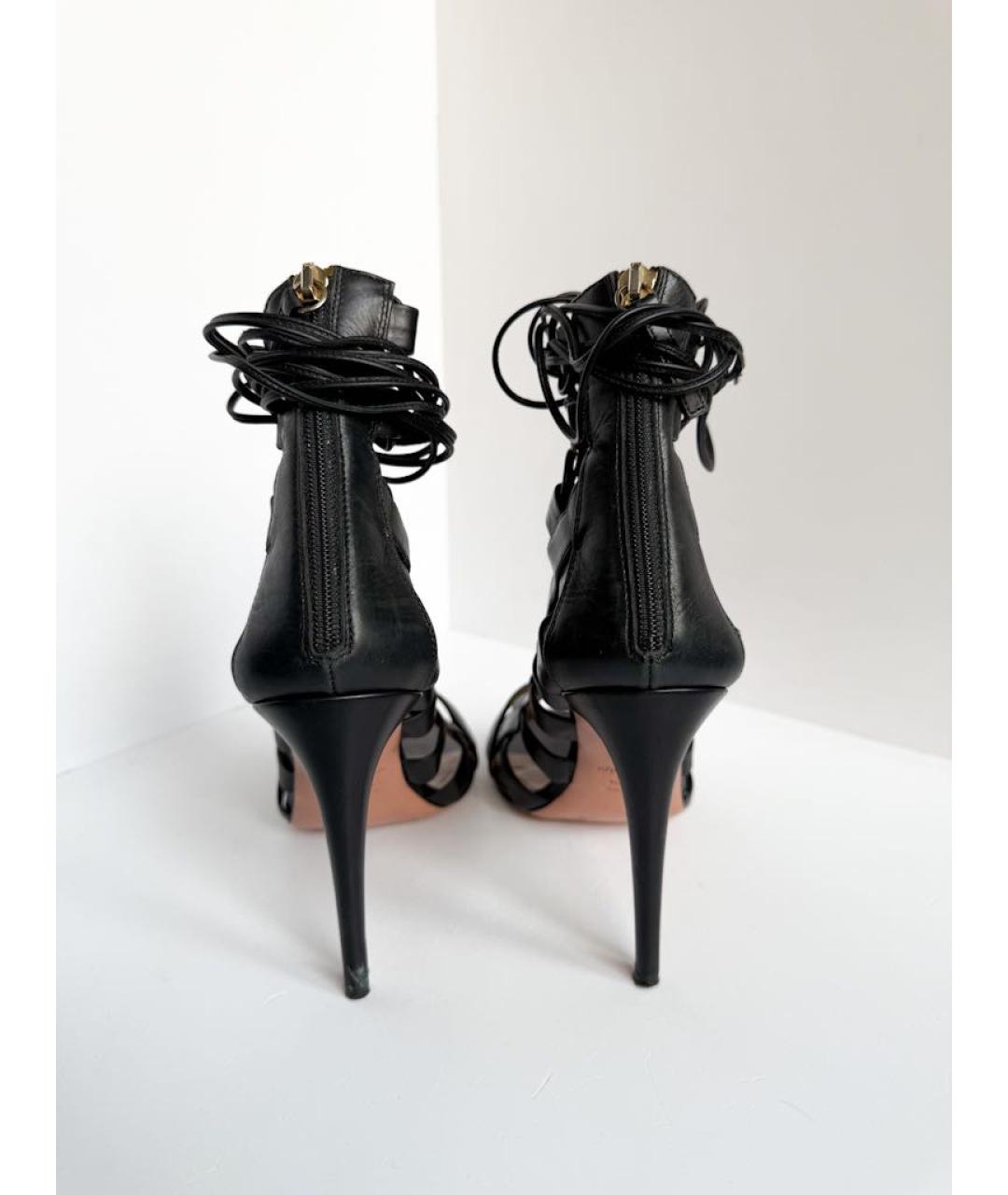 AQUAZZURA Черные кожаные босоножки, фото 4