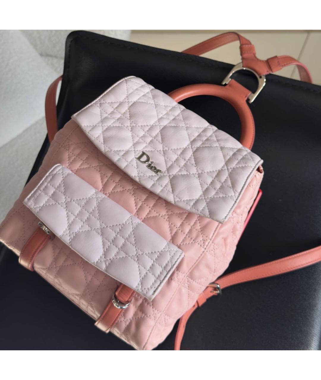 CHRISTIAN DIOR Коралловый кожаный рюкзак, фото 2