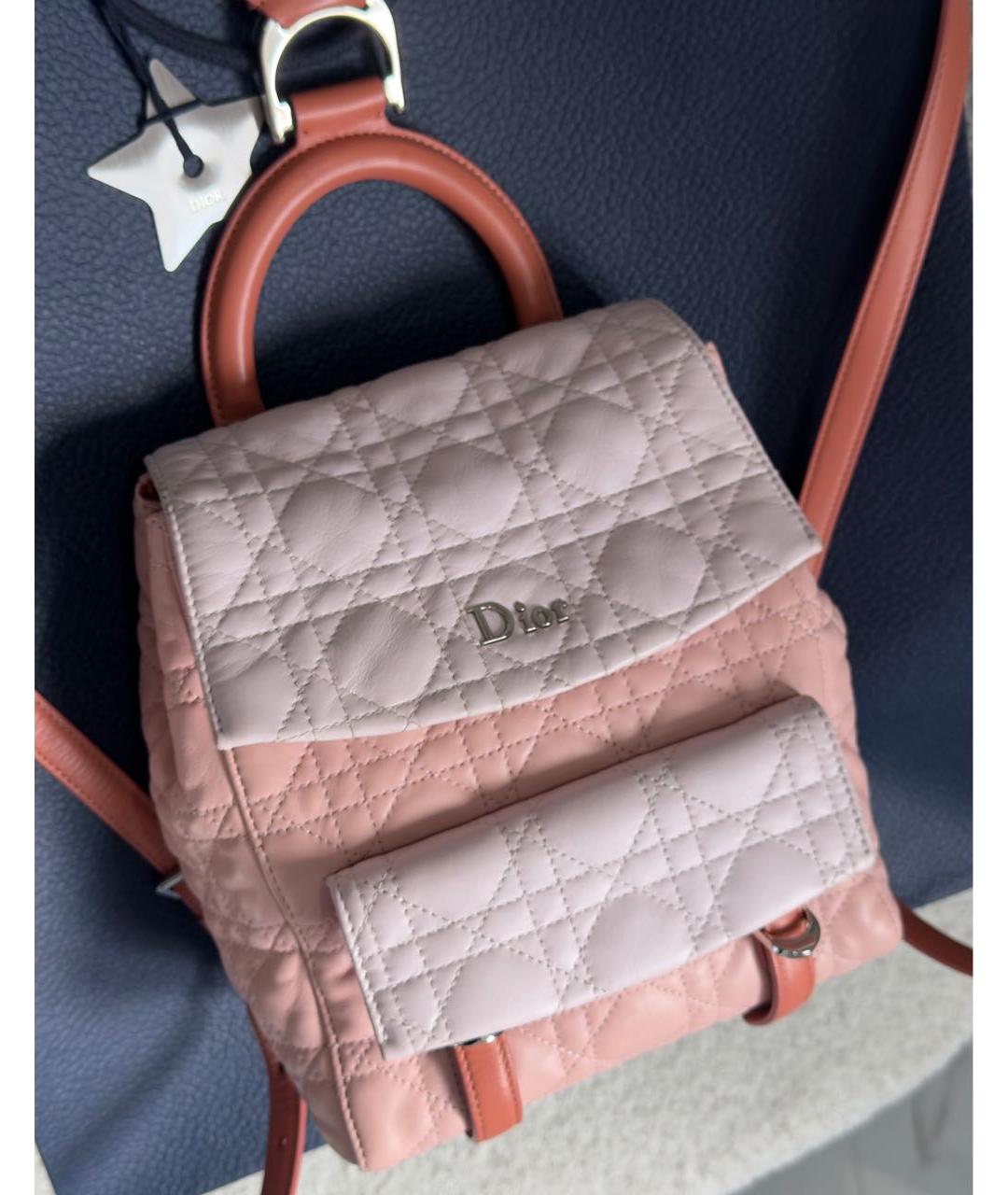 CHRISTIAN DIOR Коралловый кожаный рюкзак, фото 4