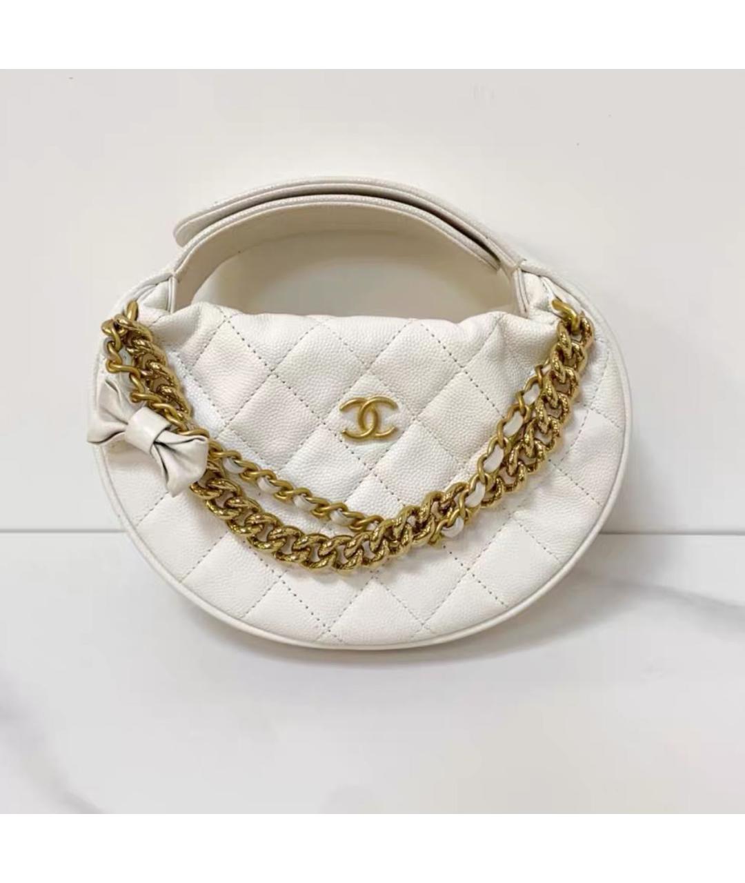CHANEL Белая кожаная сумка с короткими ручками, фото 6