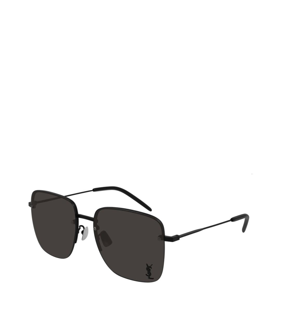 SAINT LAURENT Черные металлические солнцезащитные очки, фото 1