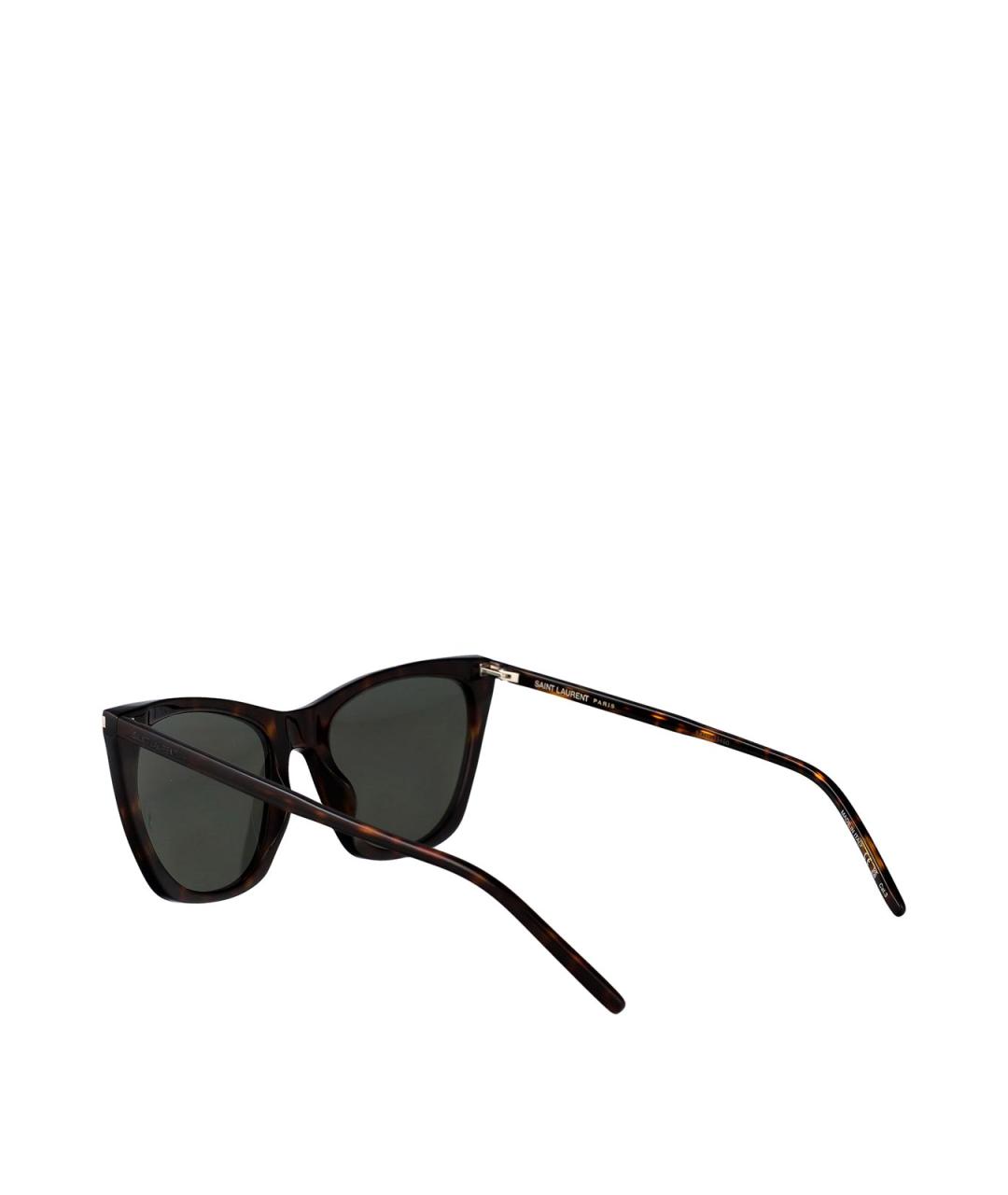 SAINT LAURENT Коричневые пластиковые солнцезащитные очки, фото 4