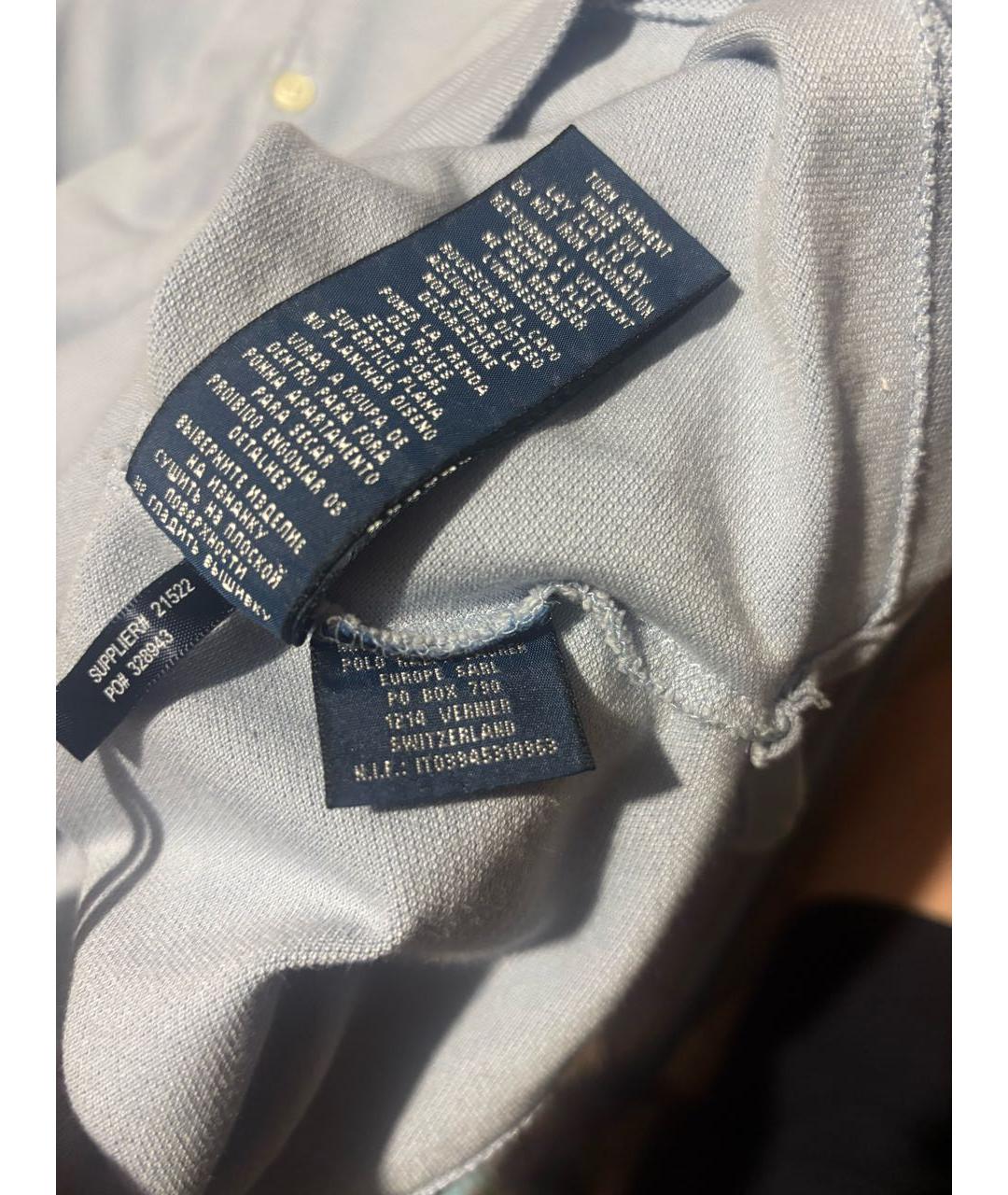 RALPH LAUREN Голубая хлопко-эластановая рубашка, фото 5