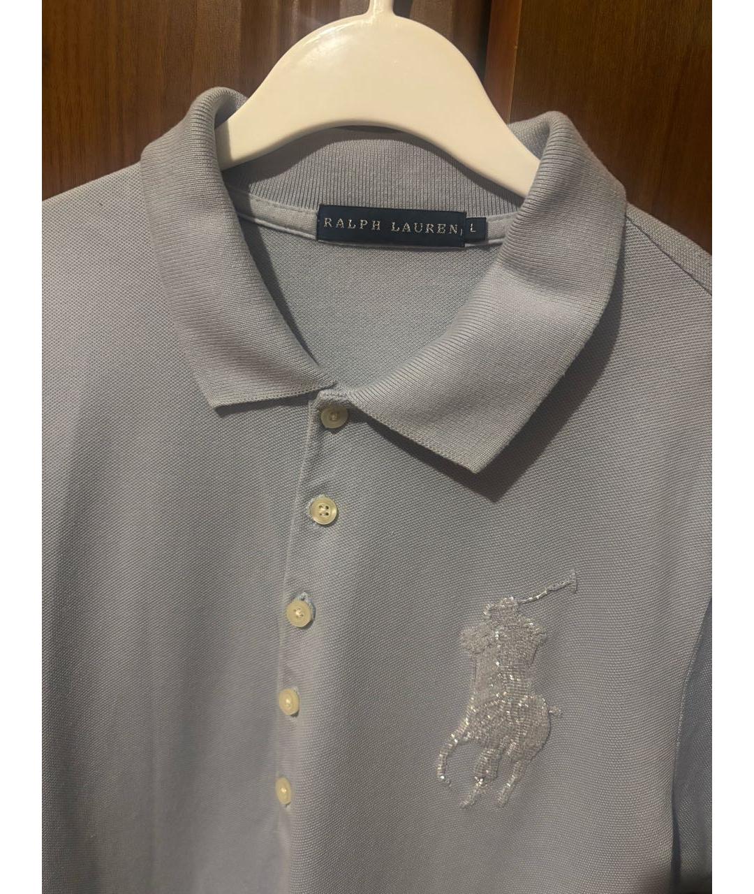 RALPH LAUREN Голубая хлопко-эластановая рубашка, фото 3