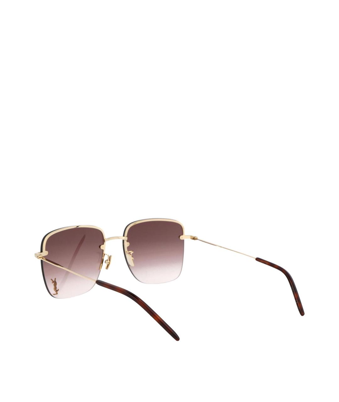 SAINT LAURENT Золотые металлические солнцезащитные очки, фото 4