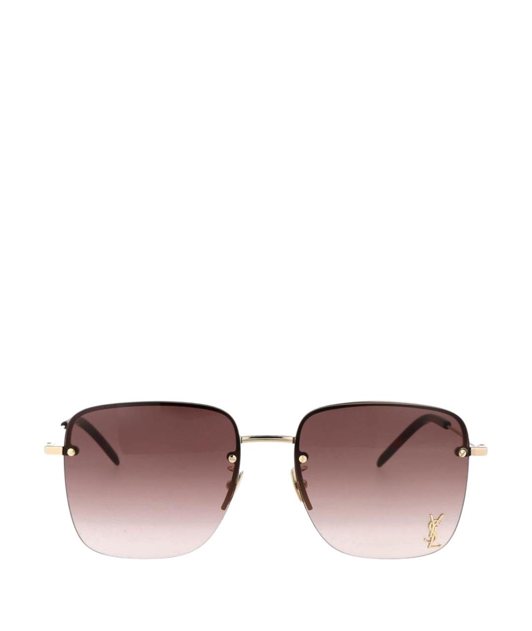 SAINT LAURENT Золотые металлические солнцезащитные очки, фото 1