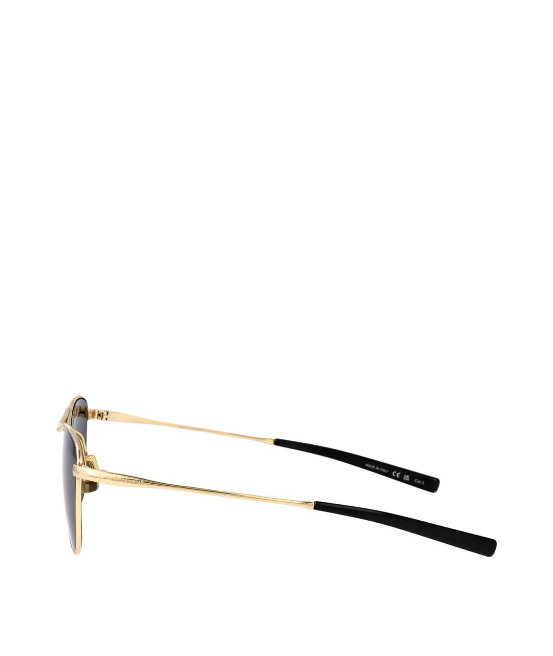 SAINT LAURENT Золотые металлические солнцезащитные очки, фото 3