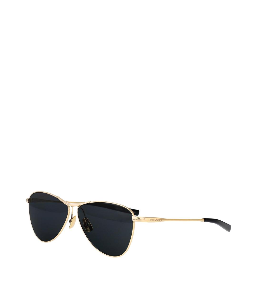 SAINT LAURENT Золотые металлические солнцезащитные очки, фото 2