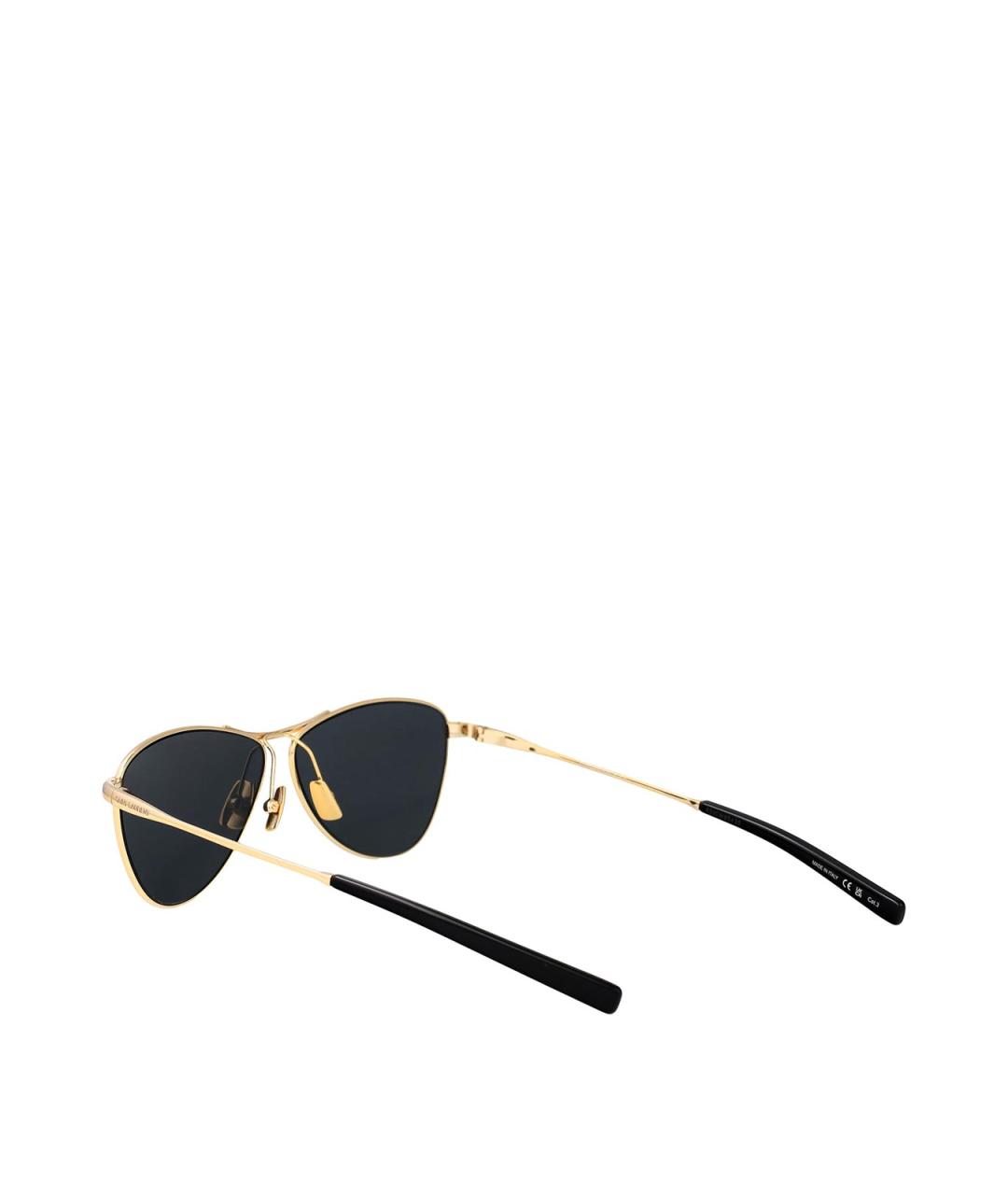 SAINT LAURENT Золотые металлические солнцезащитные очки, фото 4