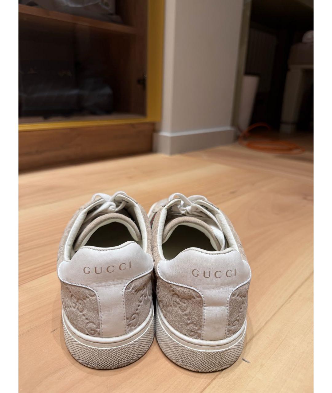 GUCCI Бежевые замшевые кеды, фото 3