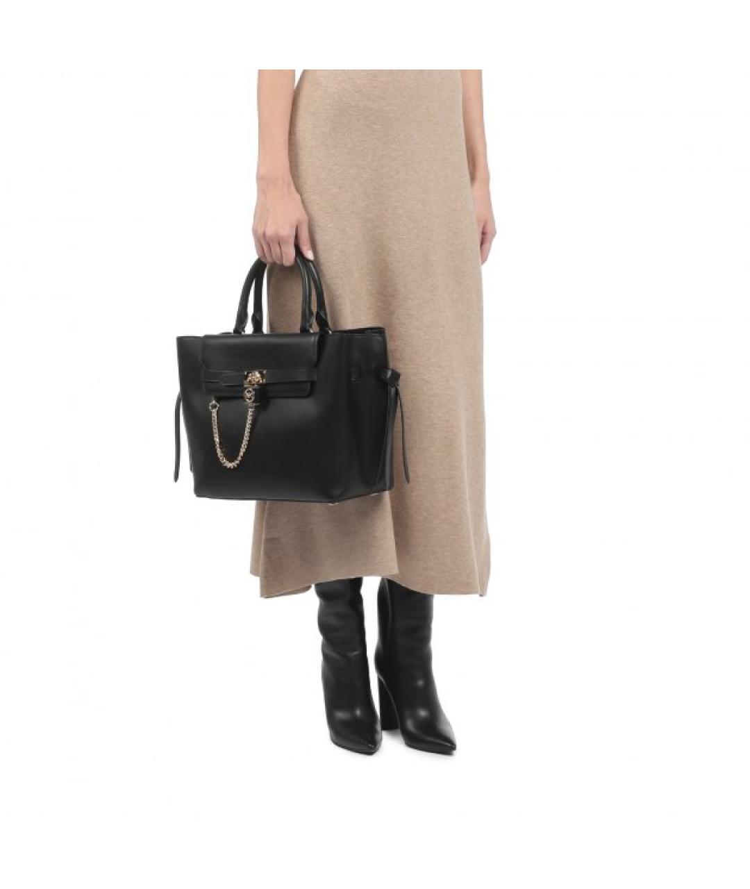 MICHAEL KORS Черная кожаная сумка тоут, фото 7
