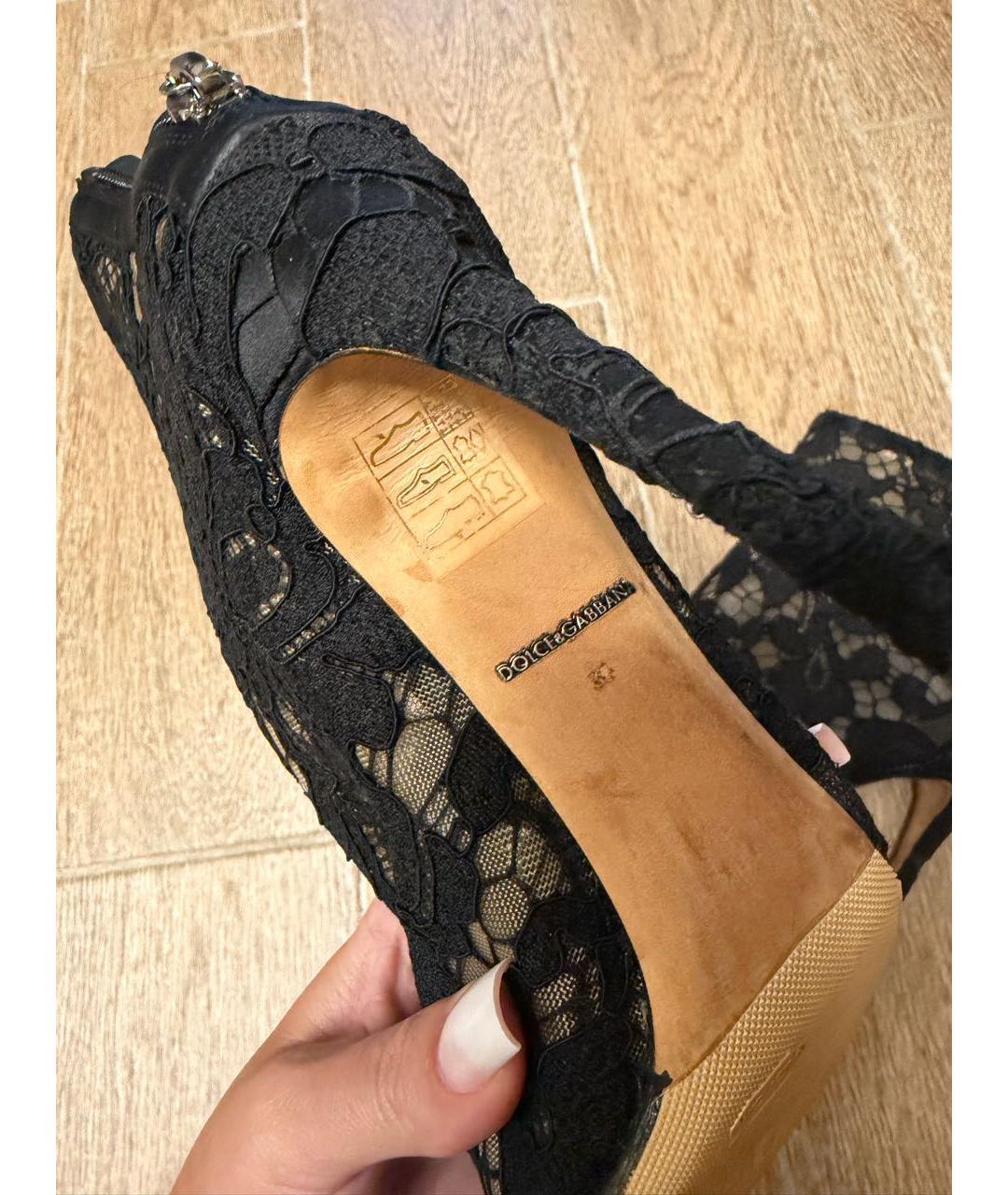 DOLCE&GABBANA Черные текстильные ботильоны, фото 4