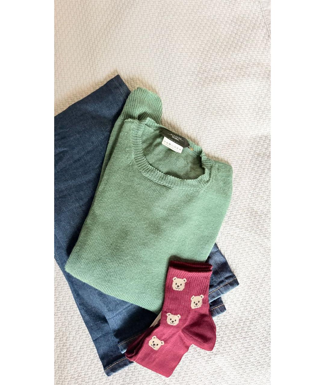WEEKEND MAX MARA Зеленый льняной джемпер / свитер, фото 4