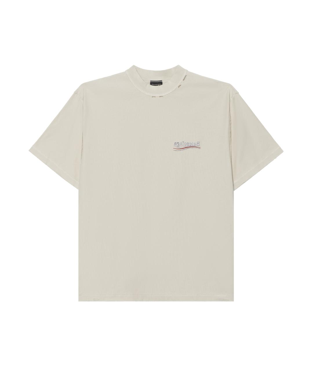 BALENCIAGA Бежевая футболка, фото 6
