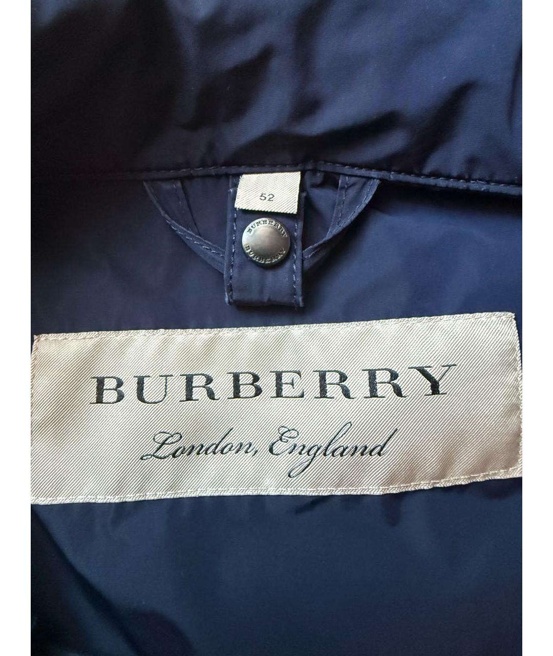 BURBERRY Темно-синяя полиэстеровая куртка, фото 3