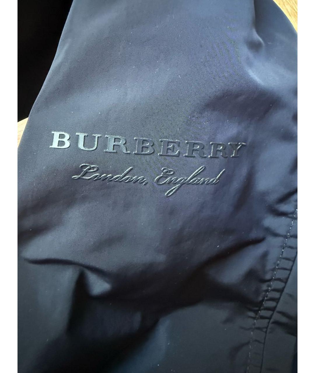 BURBERRY Темно-синяя полиэстеровая куртка, фото 4