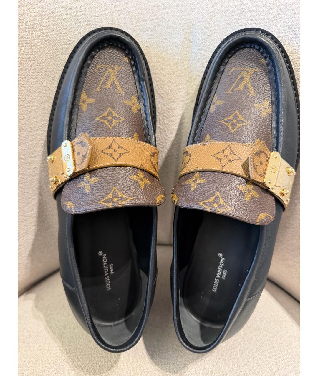 LOUIS VUITTON Коричневые кожаные лоферы, фото 3