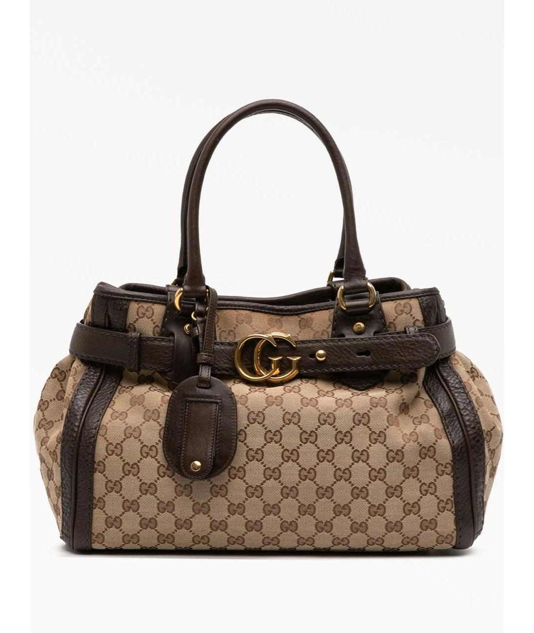 GUCCI Коричневая сумка с короткими ручками из канвы, фото 9