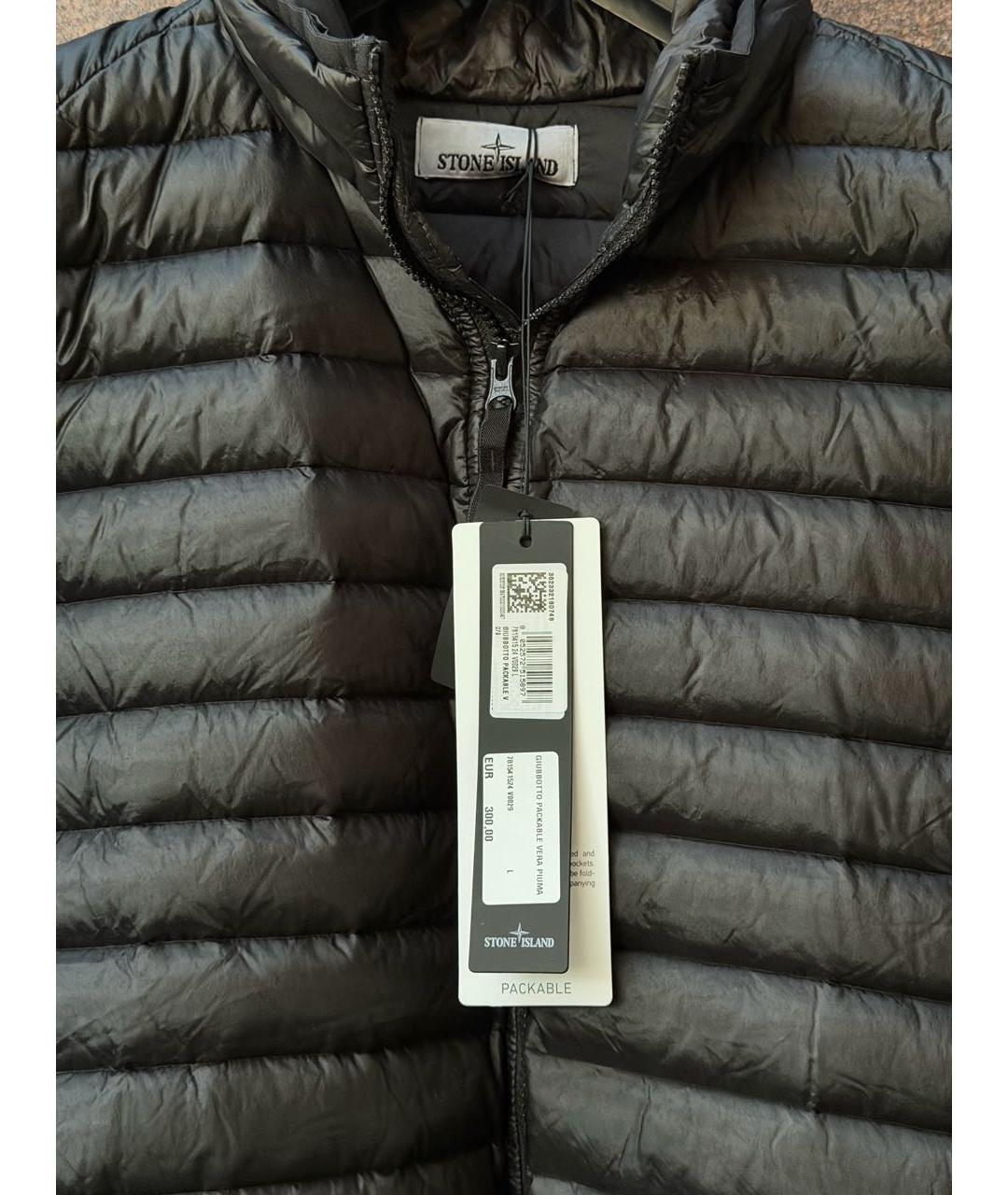 STONE ISLAND Черный нейлоновый пуховик, фото 4
