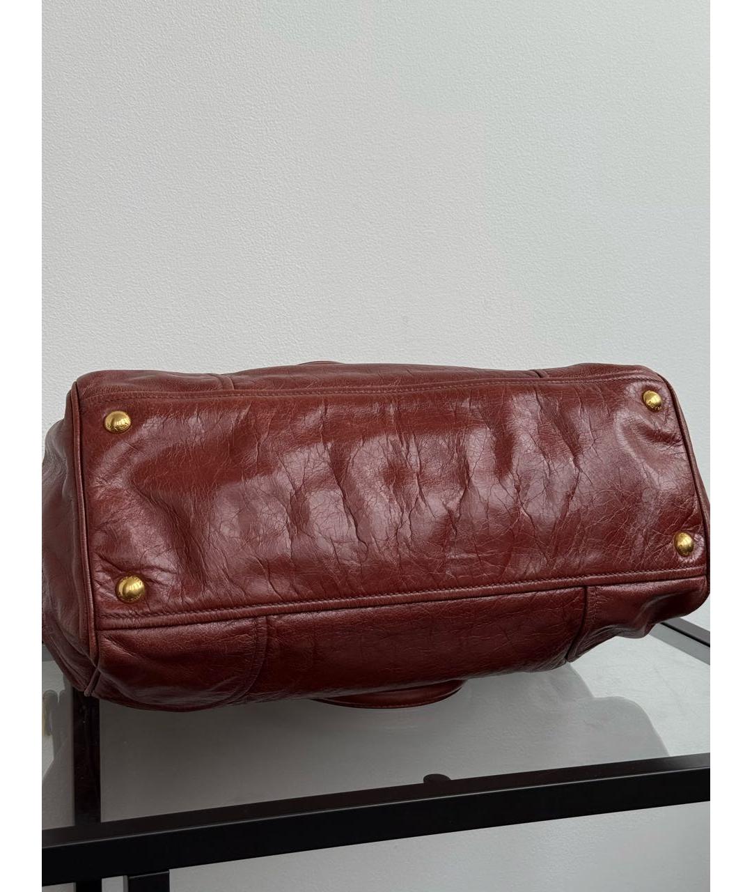 PRADA Бордовая кожаная сумка тоут, фото 5