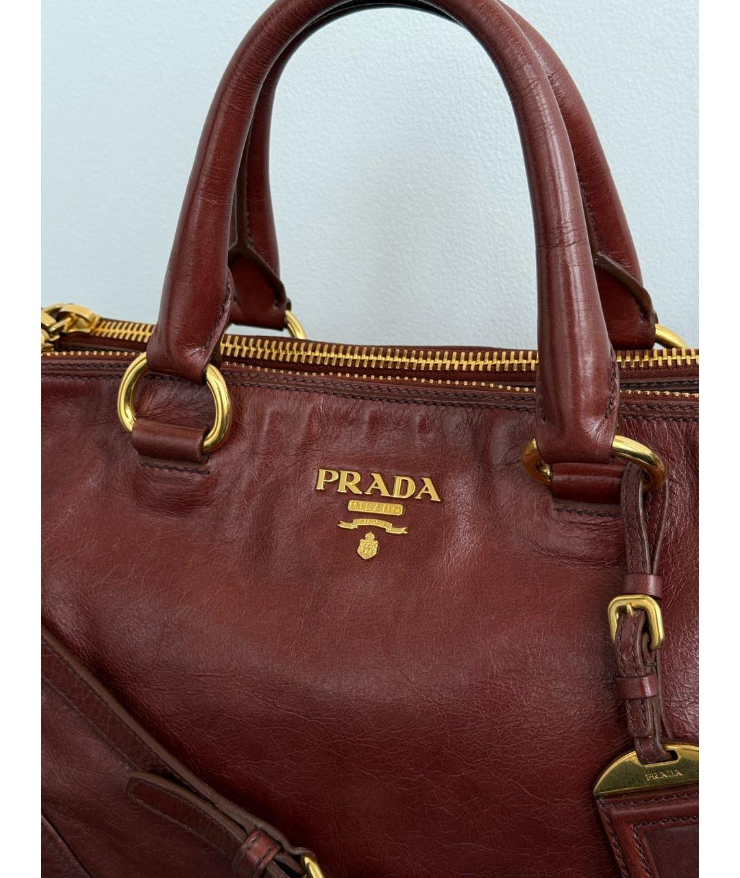 PRADA Бордовая кожаная сумка тоут, фото 2