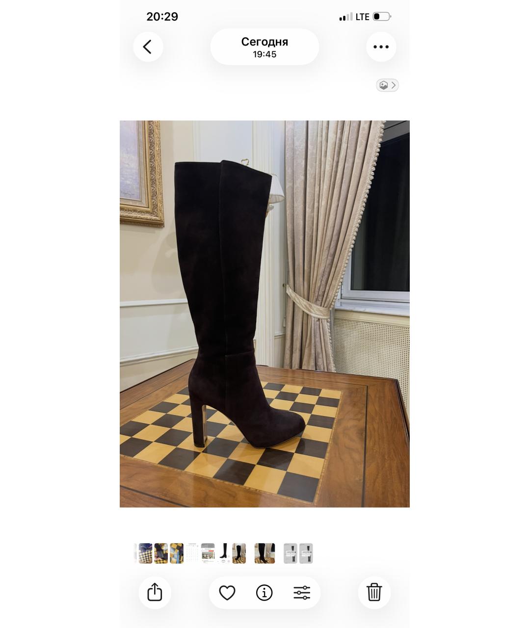 GIANVITO ROSSI Коричневые замшевые сапоги, фото 7