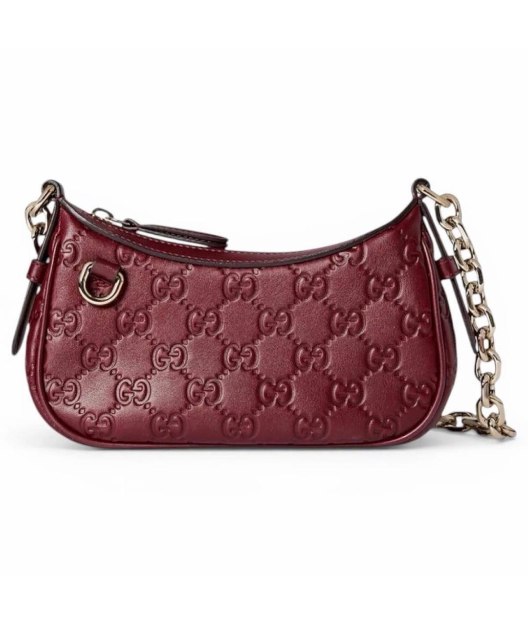 GUCCI Бордовая кожаная сумка с короткими ручками, фото 1
