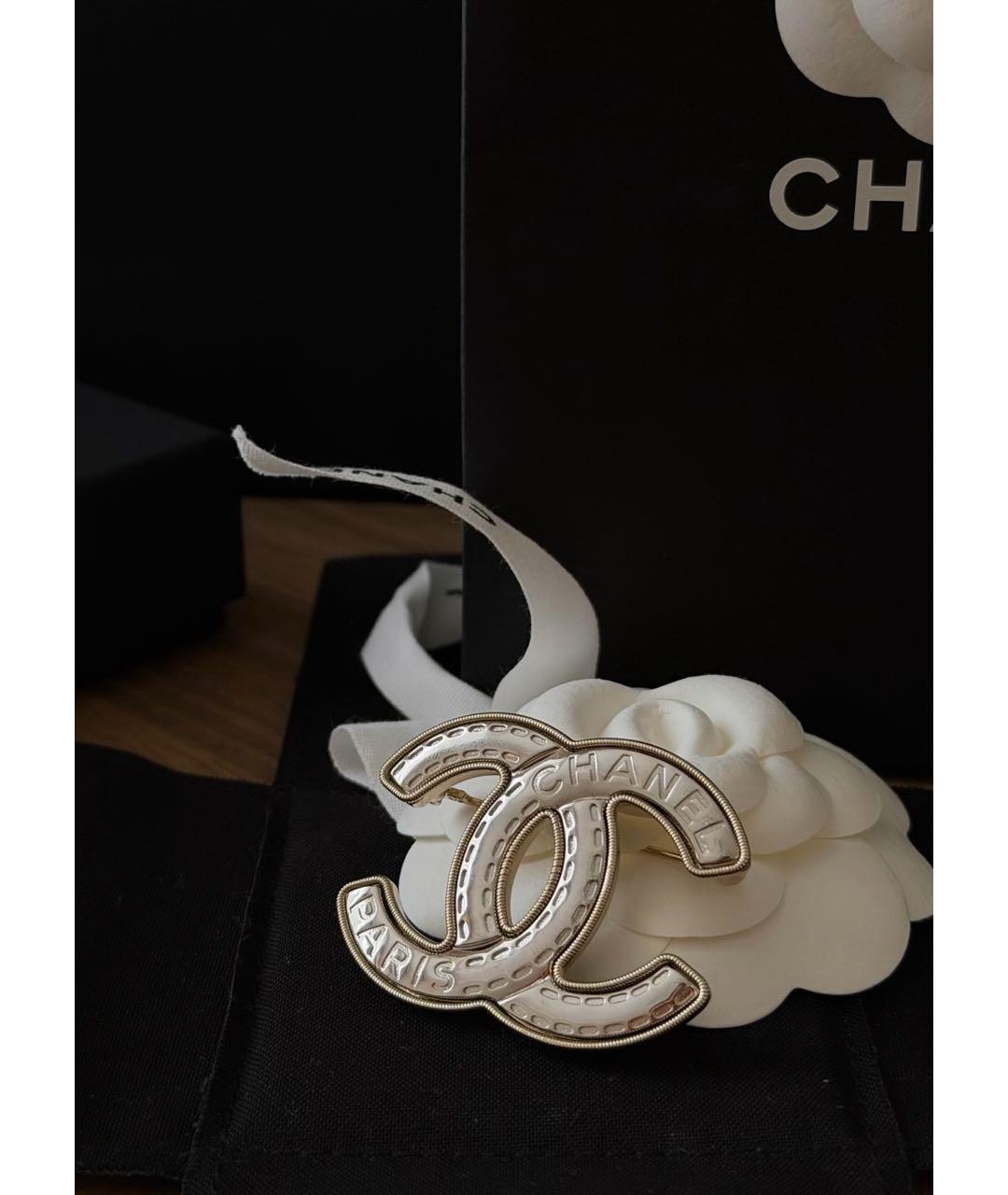 CHANEL Серебряная металлическая булавка / брошь, фото 4