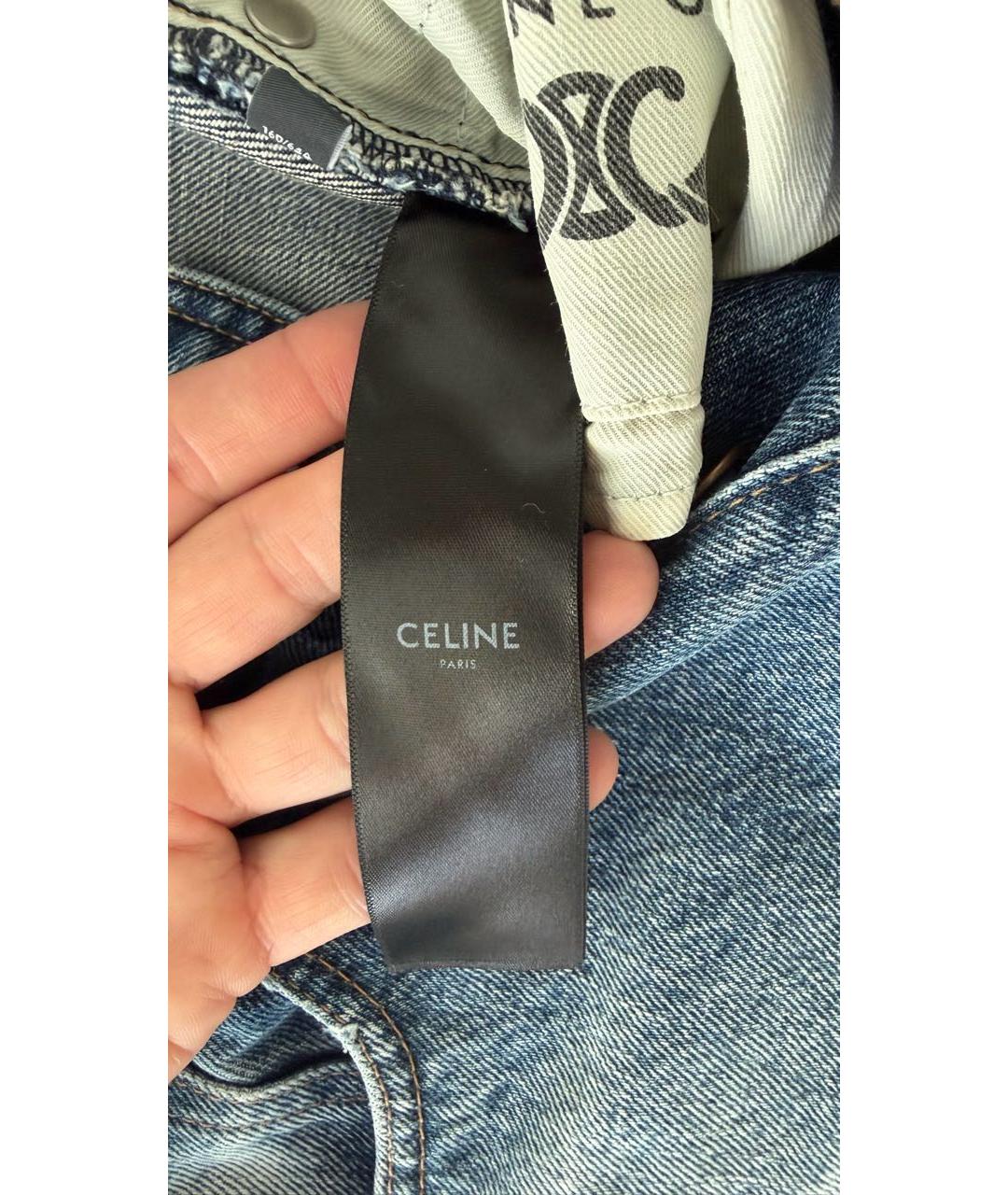 CELINE Синие хлопковые прямые джинсы, фото 5
