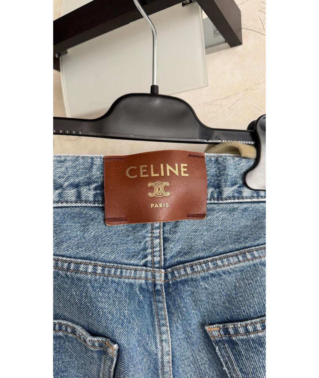 CELINE Синие хлопковые прямые джинсы, фото 3