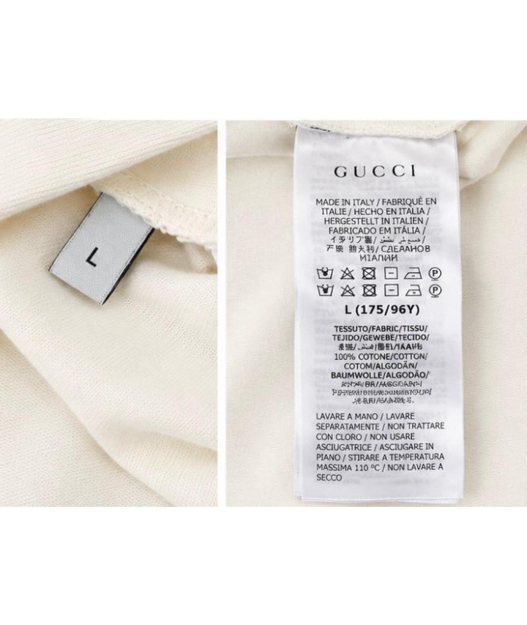 GUCCI Белая хлопковая футболка, фото 4
