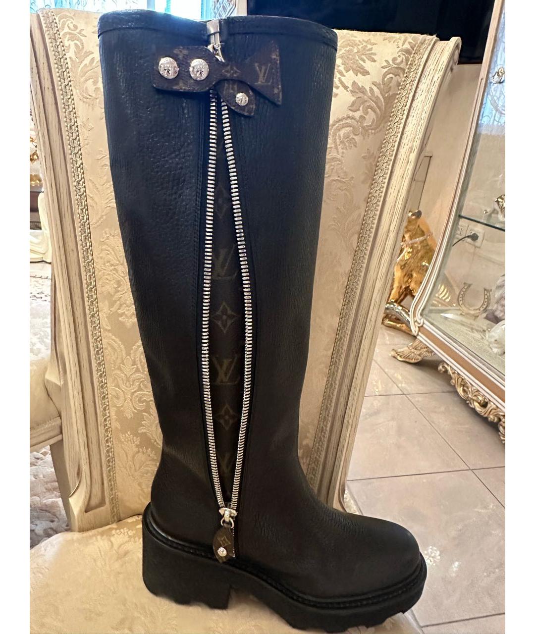 LOUIS VUITTON Черные кожаные сапоги, фото 5